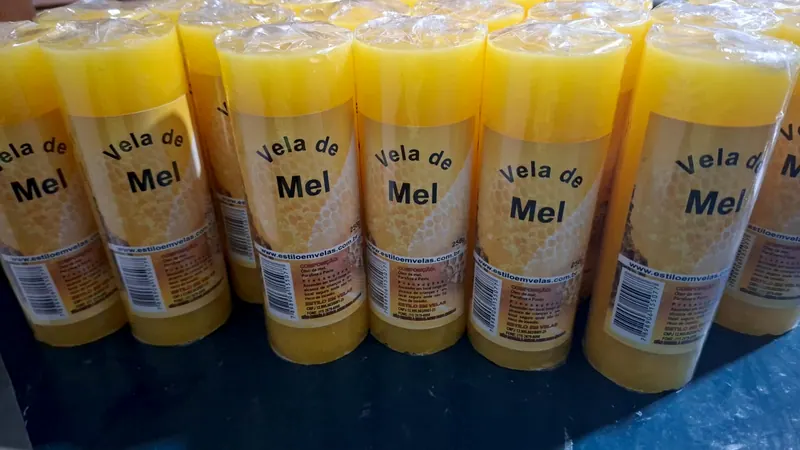 Velas de mel amarelas de 250 g embaladas